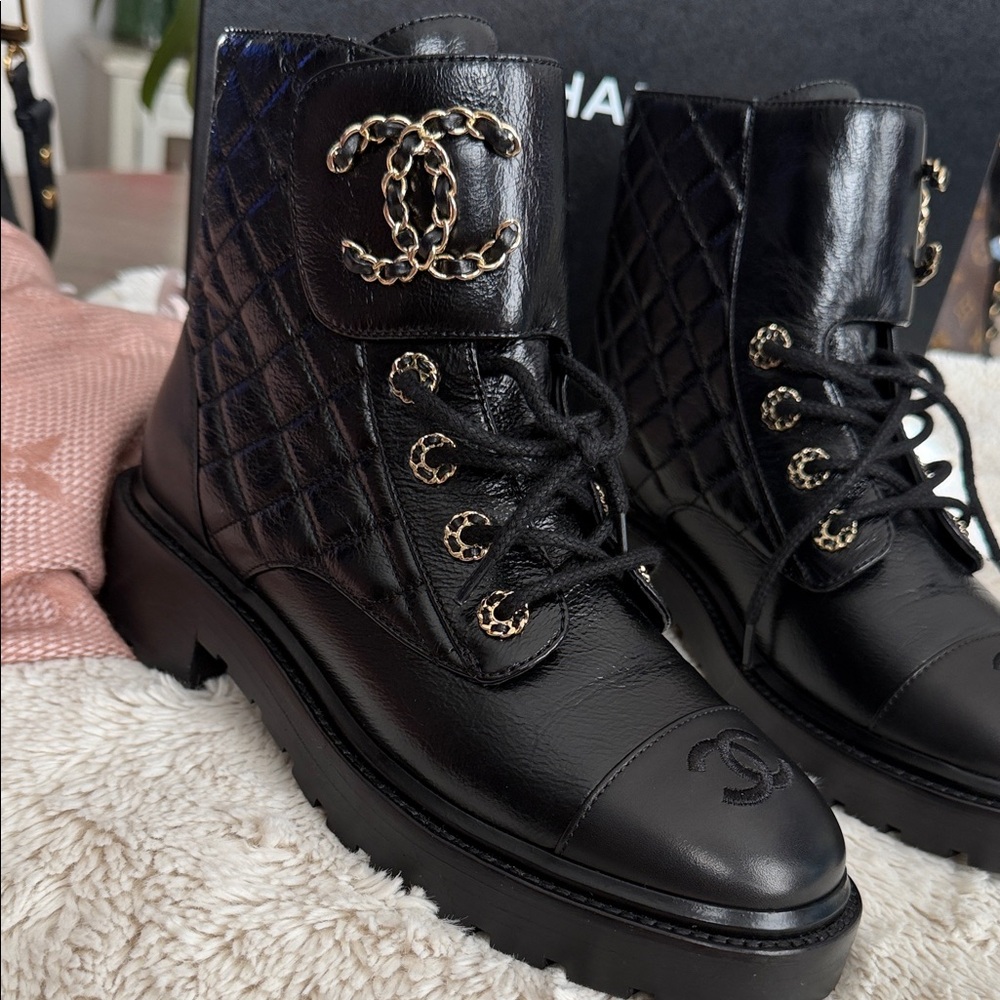 CHANEL Black Combat & Moto Boots - Picture 1 of 5